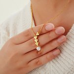 Personalized Thank You for Being My Badass Tribe Friendship Necklace with 2 - 5 Initial Triangles and Rhinestone Anniversary Birthday Gift for Her
