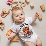 Personalisierte Unsere erste Muttertag Highland Cattle Baby Onesie und Mama T-Shirt-Set mit Namen Muttertag Geburtstag Geschenk für Baby neue Mutter