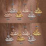Personalized Birth Flower Book Necklace with Name Back to School Birthday Mother's Day Gift for Woman Book Lover