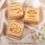 Personalized Engraving Wooden Pet Fur Photo Magnetic Keepsake Box with Name Dog Paw Rainbow Bridge Loss of Pet Memorial Gift for Pet Owner