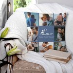 Housse d'Oreiller Personnalisée avec Photos et Texte Thème Amour Familial Décoration Collage à Domicile Cadeau pour Fête de Famille