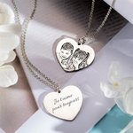 Collier Gravé Personnalisé avec Photo et Texte Pendentif en Forme de Cœur Cadeau Anniversaire pour Femme