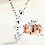 Personalized Thank You for Being My Badass Tribe Friendship Necklace with 2 - 5 Initial Triangles and Rhinestone Anniversary Birthday Gift for Her