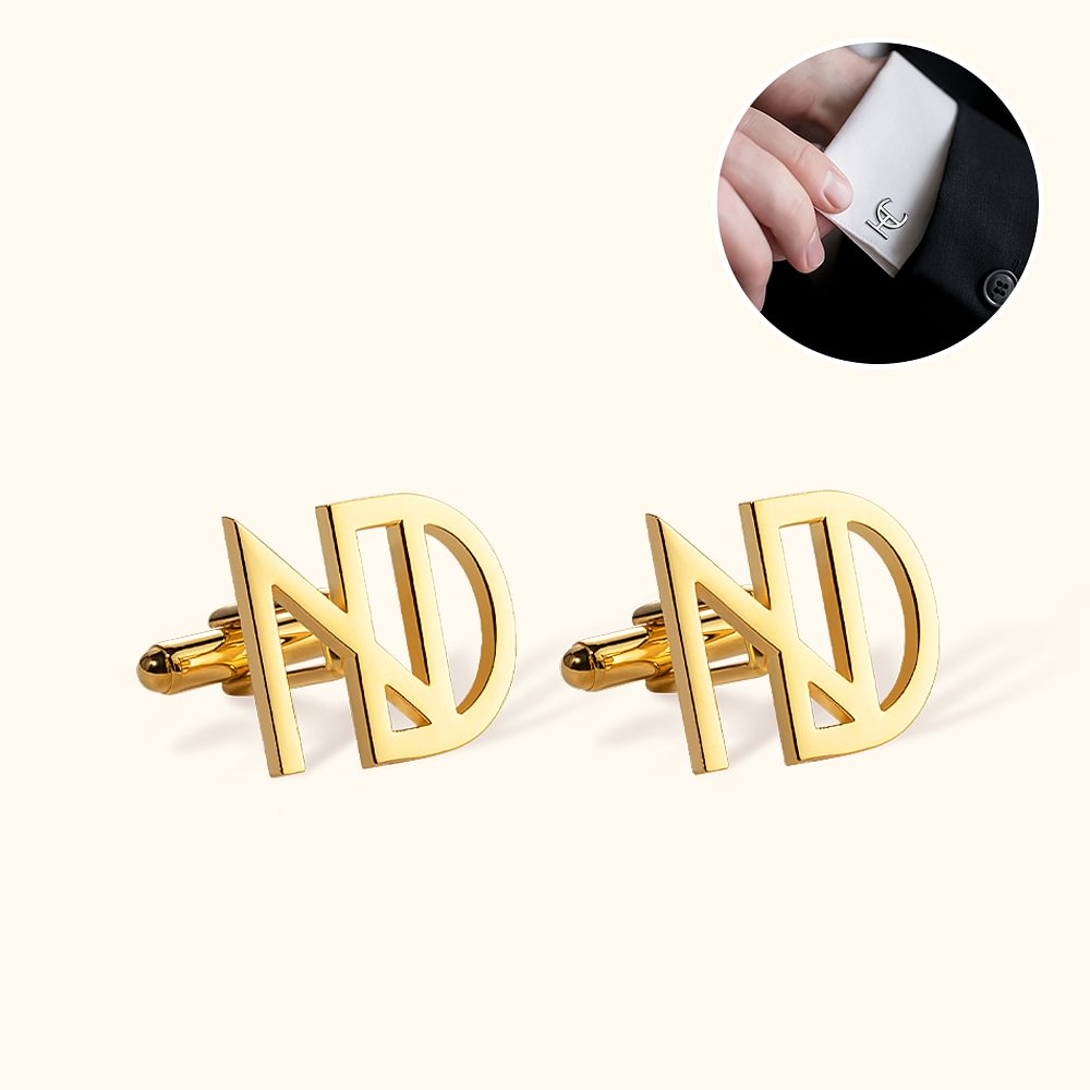 Boutons de Manchette Personnalisés avec 2 Lettres Superposées Lot de 2 Accessoires de Chemise Cadeau Fête Mariage pour Homme d'Honneur