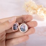 Gepersonaliseerde kleine ronde vingerafdruk fotolocket ketting met tekst Herdenkingscadeau voor verlies van geliefde