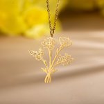 Personalised Dainty Birth Flower Bouquet Family Necklace for Mother Grandma Best Friend Birthday Mother’s Day Jewellery