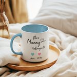 Personalised This Mummy Belongs to Heart 11oz Ceramic Coffee Mug with Kid's Names Mother's Day Father's Day Gift for Family