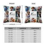 Housse d'Oreiller Personnalisée avec Photos et Texte Thème Amour Familial Décoration Collage à Domicile Cadeau pour Fête de Famille