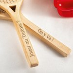 Cuillère Personnalisée avec Texte Gravé Ustensile en Bois Style Raquette de Tennis Set de 2 Cadeaux Amusants pour Amateurs de Tennis