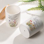 Personalised Watercolour Floral Ceramic Plant Pot with Bamboo Base and Name Mother's Day Birthday Gift for Mom Grandma