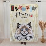 Personalised Dog Cat Trouble Makers Soft Blanket with Name Birthday Gift for Pet Lovers Owner