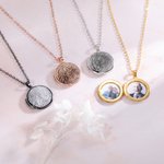 Gepersonaliseerde kleine ronde vingerafdruk fotolocket ketting met tekst Herdenkingscadeau voor verlies van geliefde