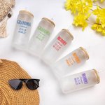 Henkilökohtainen monivärinen nimi päivämäärä 20oz lasi kuppi kansi ja olki syntymäpäivä äitienpäivä lahja äiti isoäiti