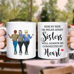 Taza personalizada Hermanas lado a lado con nombres Cumpleaños Aniversario Regalo para Mujer Amiga