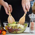 Cuillère Personnalisée avec Texte Gravé Ustensile en Bois Style Raquette de Tennis Set de 2 Cadeaux Amusants pour Amateurs de Tennis