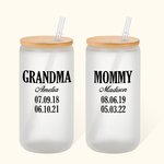 Henkilökohtainen monivärinen nimi päivämäärä 20oz lasi kuppi kansi ja olki syntymäpäivä äitienpäivä lahja äiti isoäiti