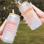 Henkilökohtainen monivärinen nimi päivämäärä 20oz lasi kuppi kansi ja olki syntymäpäivä äitienpäivä lahja äiti isoäiti