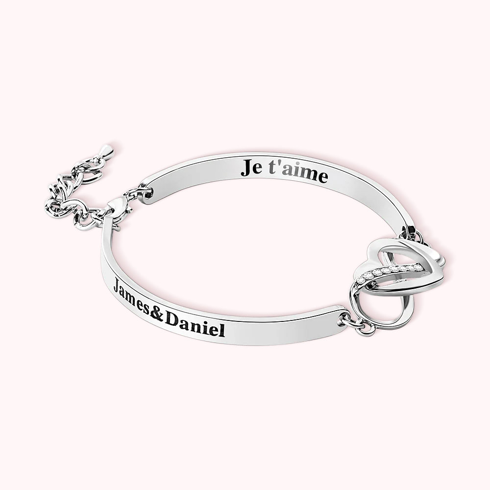 Bracelet Personnalisé avec Nom Symbole Infini Cadeau Anniversaire Fête des Mères pour Maman Grand-Mère