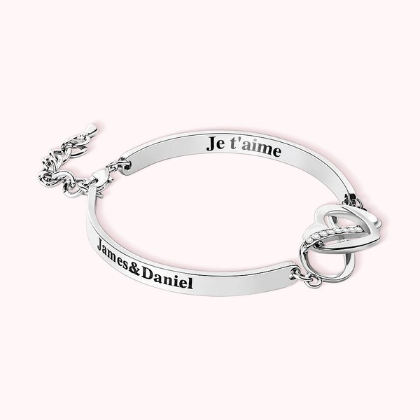 Bracelet Personnalisé avec Nom Symbole Infini Cadeau Anniversaire Fête des Mères pour Maman Grand-Mère