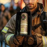 Personalized Stainless Steel Badge Tumbler with Text and Straw Brush Father's Day Birthday Gift for Firefighter