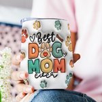 Personalisierte Best Dog Mom Ever 3D-Effekt 12oz Becher mit Foto und Name Geburtstag Muttertag Geschenk für Hundeliebhaber