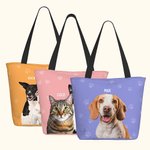 Personalizzato multicolore 1-3 Foto di animali domestici Borsa Tote con nomi Compleanno Anniversario per l'amante degli animali domestici