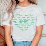Personalised 100% Cotton Gradient Heart T-shirt with 1-32 Names Mother's Day Birthday Gift for Mom Grandma