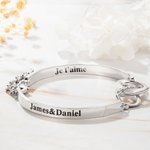 Bracelet Personnalisé avec Nom Symbole Infini Cadeau Anniversaire Fête des Mères pour Maman Grand-Mère