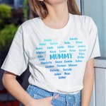 Personalised 100% Cotton Gradient Heart T-shirt with 1-32 Names Mother's Day Birthday Gift for Mom Grandma