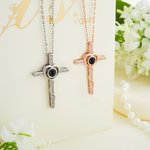 Personalised Photo Projection Cross Heart Necklace I Love You in 100 Languages Anniversary Birthday Gift for Women