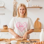 Personalised 100% Cotton Gradient Heart T-shirt with 1-32 Names Mother's Day Birthday Gift for Mom Grandma