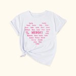 Personalised 100% Cotton Gradient Heart T-shirt with 1-32 Names Mother's Day Birthday Gift for Mom Grandma
