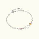 Bracelet double coeur personnalisé avec deux pierres de naissance Bijoux Maman et Fille Anniversaire Fête des Mères Cadeau pour Elle