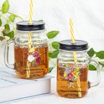 Henkilökohtainen Syntymä Butterfly Carnation Bouquet Mason Jar kahva kansi ja olki Äitienpäivä Syntymäpäivä lahja äidille Isoäiti
