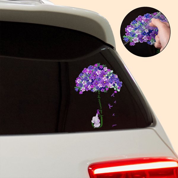 Personalized I'll Remember for You Forget Me Not Purple Flower Elephant Umbrella Car Decal Encouragement Gift for Alzheimer's Family