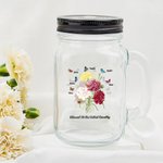 Henkilökohtainen Syntymä Butterfly Carnation Bouquet Mason Jar kahva kansi ja olki Äitienpäivä Syntymäpäivä lahja äidille Isoäiti