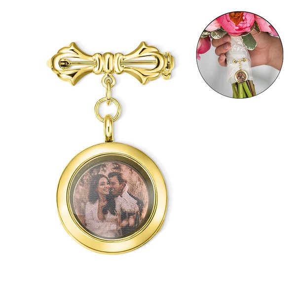 Épingle de Revers Personnalisée avec Photo Accessoire Commémoratif pour Bouquet Cadeau de Mariage Graduation pour Mariée Diplômée