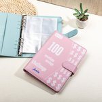 Personalized 100 Envelopes Money Saving Challenge Leather Binder with Name Card Slot and Stickers Gift for Couples
