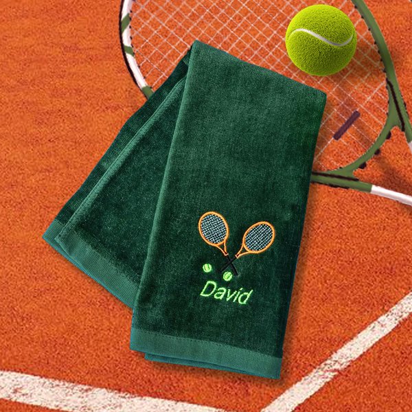Serviette de Sport Personnalisée avec Broderie Style Tennis Nom Cadeau pour Entraîneur Joueur Amateur de Tennis Accessoire Supporter pour Fans