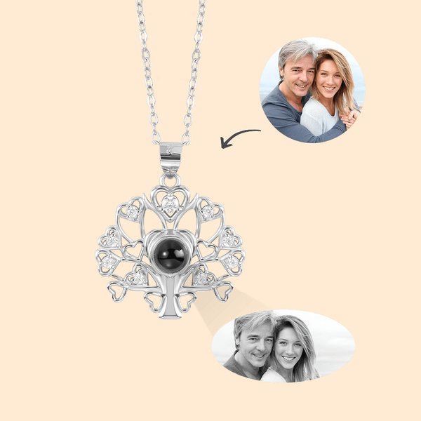 Collar personalizado con proyección del árbol de la vida del amor con 100 idiomas Te quiero Cumpleaños San Valentín Regalo para mujer