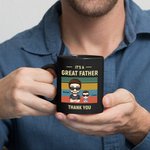 Taza de cerámica negra personalizada Great Father Best Dad con nombres Cumpleaños Día del Padre Regalo para hombre