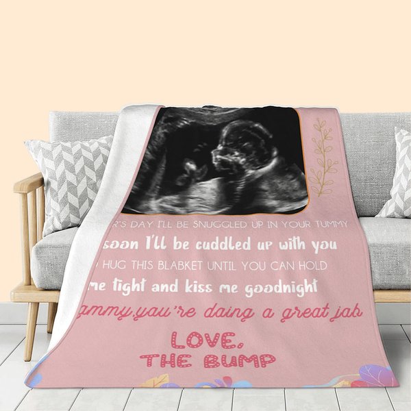 Pregnant Mom Soft Fleece Blanket with Name Photo