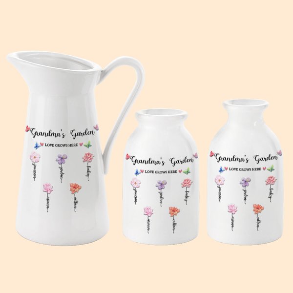 Personalisierte Aquarell-Geburtsblume Keramik Vase Blumen Garten Haus Dekoration Muttertag Geburtstag Geschenk für Mama Oma Familie
