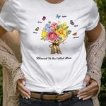 Personalizado 1-12 Mariposas Claveles Ramo Camiseta con Nombres Día de la Madre Cumpleaños Regalo para Mamá Abuela