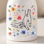 Vase en Céramique Personnalisé avec 1-9 Noms d'Enfants Cadeau Fête des Mères Famille pour Maman Grand-Mère