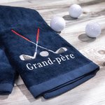 Serviette Golf Personnalisée avec Nom Brodé Coloré Cadeau Noël Retraite pour Homme Femme Golfeur