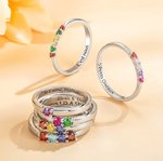Bague en Argent Sterling Personnalisée avec Gravure 1 à 8 Pierres de Naissance Cadeau d'Anniversaire Fête des Mères pour Mère Grand-mère
