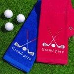 Serviette Golf Personnalisée avec Nom Brodé Coloré Cadeau Noël Retraite pour Homme Femme Golfeur