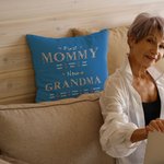 Personalized Flowers Heart Throw Pillow Cover with Kid Names Mother' Day Birthday Gift for Grandma