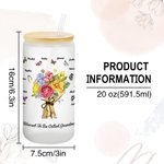 Personalized Butterfly Carnation Bouquet 20oz Frosted Can Glass Cup with Name Mother's Day Birthday Gift for Mom Grandma
